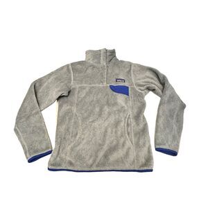 Patagonia Re Tool Snap-T Fleece Women XXS Gray Nickel Harvest Moon Blue Pullover
